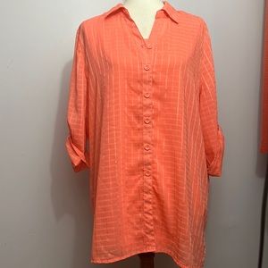 BonWorth, L, salmon buttoned blouse with matching shell.  Leans towards XL!